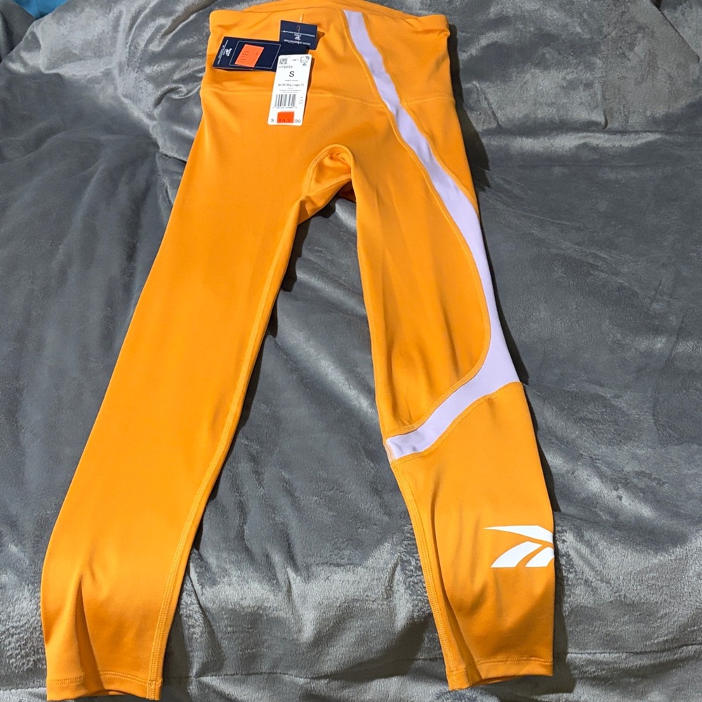 Reebok Orange Leggings with White Accent